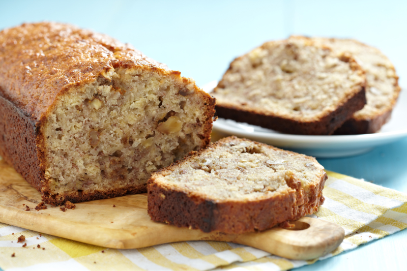 Freshly baked walnut and banana bread