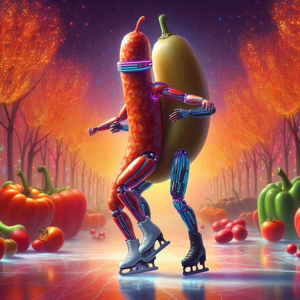 cyber sausage and bean ice skating 